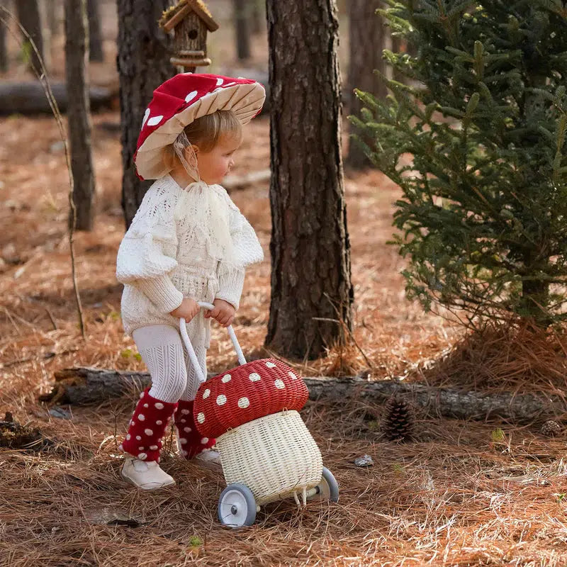Olli Ella - Rattan Mushroom Luggy basket - red | Scout & Co