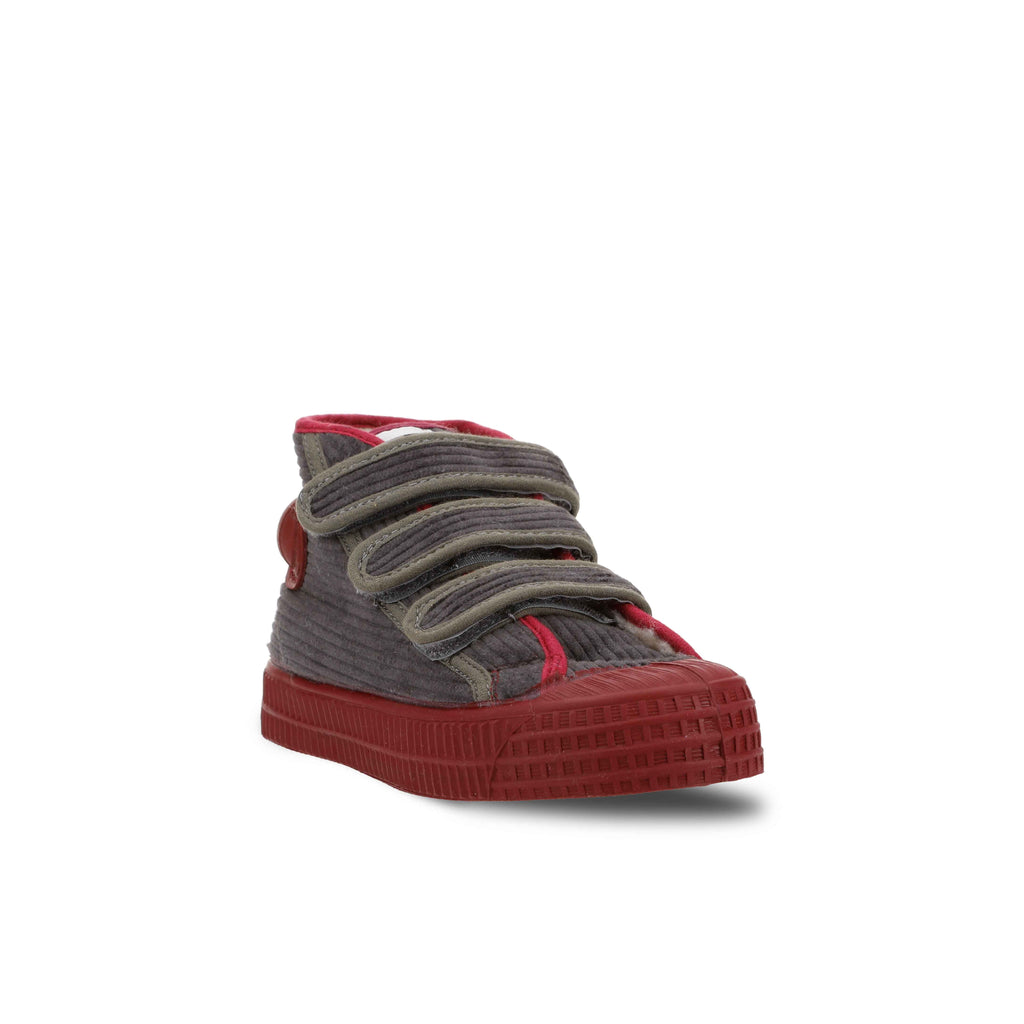 Novesta - Star Dribble Kid Velcro Corduroy shoes - Dark grey / Rubin | Scout & Co