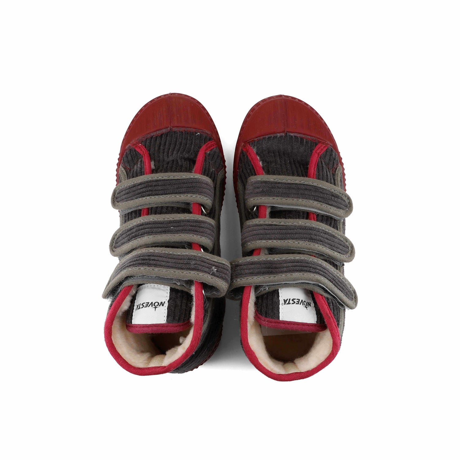 Novesta - Star Dribble Kid Velcro Corduroy shoes - Dark grey / Rubin | Scout & Co